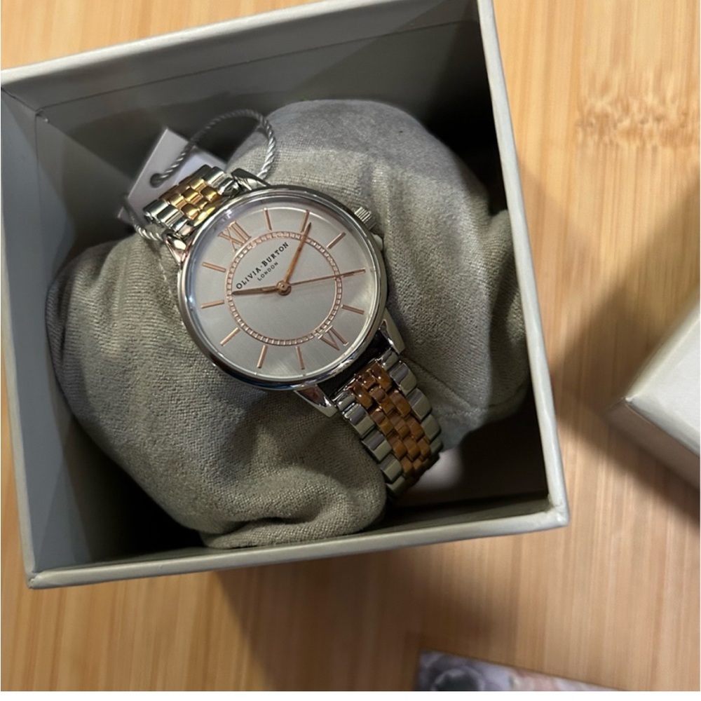 Olivia Burton Watch With 30mm Silver Face & 2 Tone Bracelet